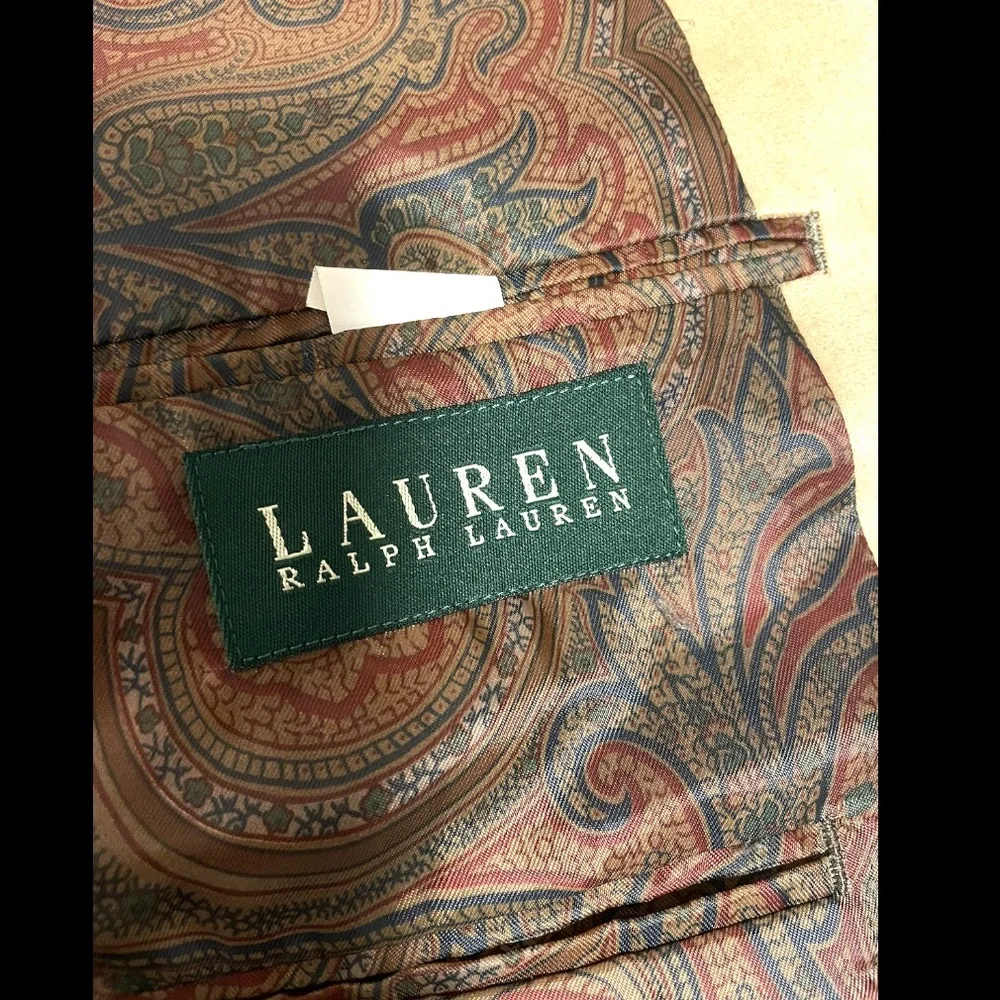 Lauren Ralph Lauren Sport Coat Jacket Men 40R Tan Faux Suede Microsuede Blazer